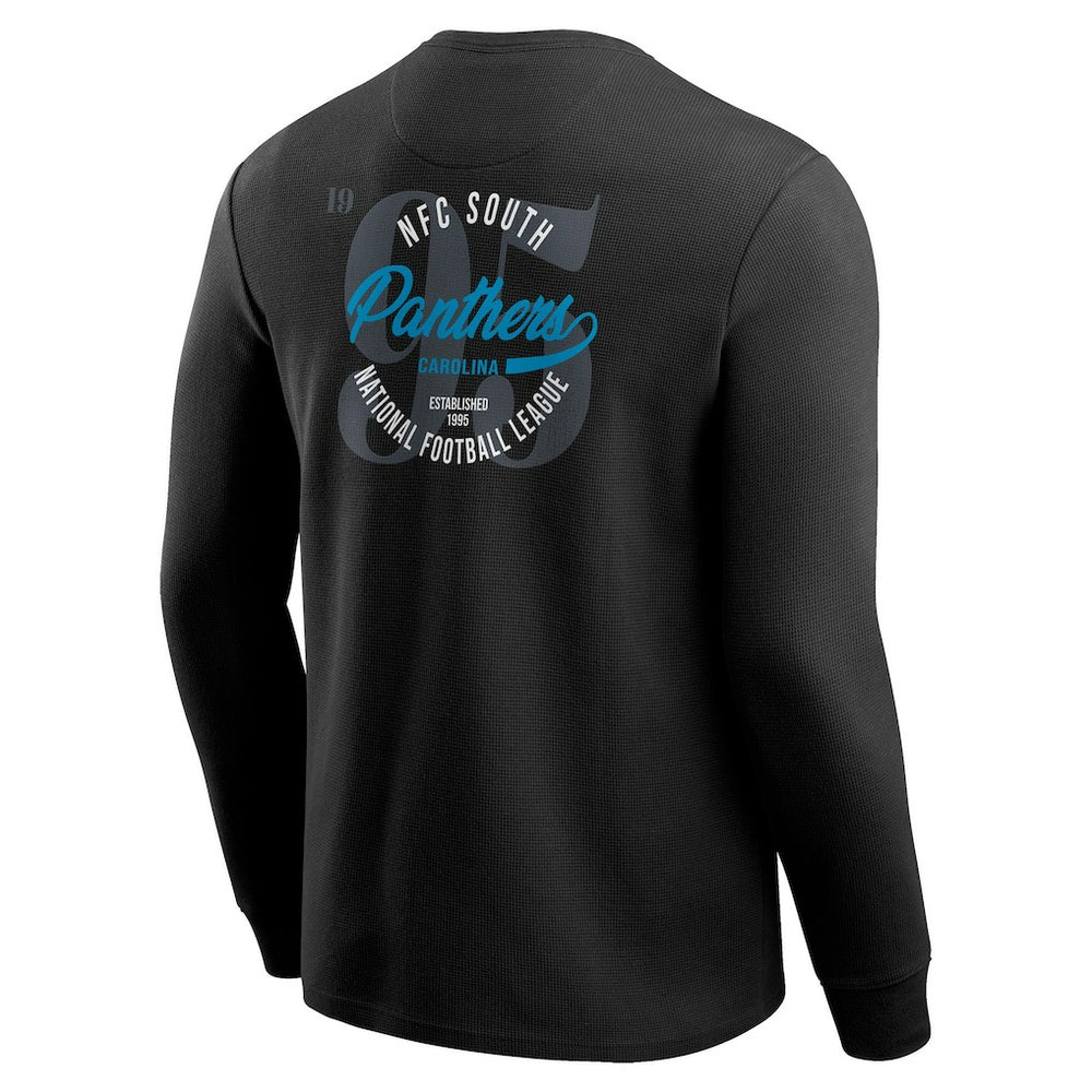Carolina Panthers Darius Rucker Collection Washed Waffle-Knit Long Sleeve T-Shirt Black - Fanatics