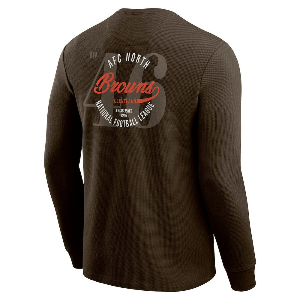 Cleveland Browns Darius Rucker Collection Washed Waffle-Knit Long Sleeve T-Shirt Brown - Fanatics