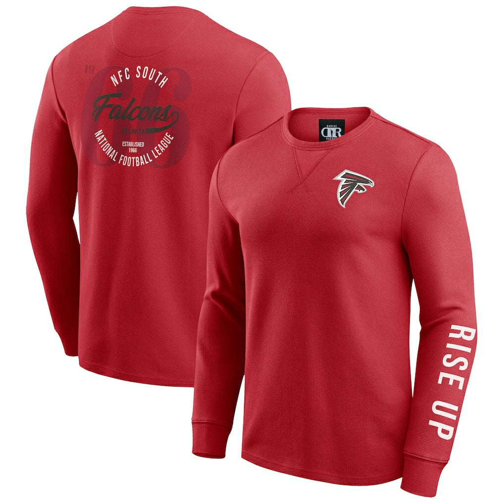 Atlanta Falcons Darius Rucker Collection Washed Waffle-Knit Long Sleeve T-Shirt Red - Fanatics