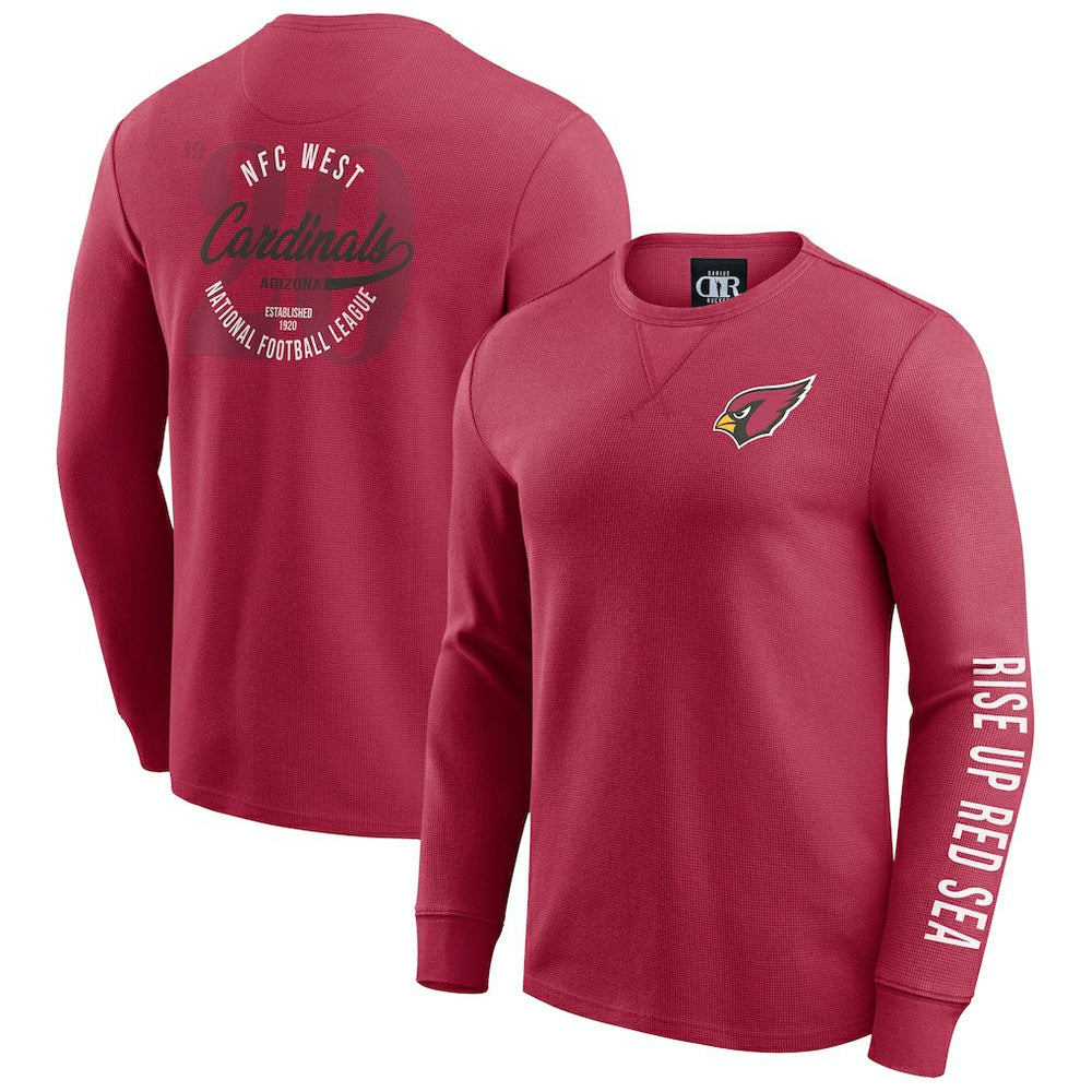 Arizona Cardinals Darius Rucker Collection Washed Waffle-Knit Long Sleeve T-Shirt Red - Fanatics