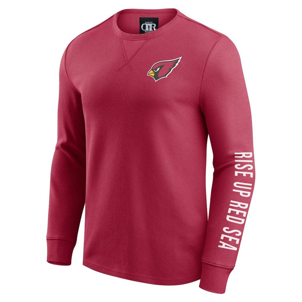 Arizona Cardinals Darius Rucker Collection Washed Waffle-Knit Long Sleeve T-Shirt Red - Fanatics