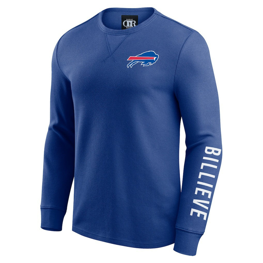Buffalo Bills Darius Rucker Collection Washed Waffle-Knit Long Sleeve T-Shirt Royal - Fanatics