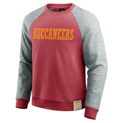 Tampa Bay Buccaneers Darius Rucker Collection Throwback Color Block Raglan Pullover Sweatshirt Red/Heather Gray - Fanatics