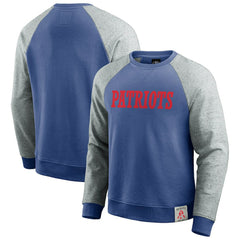 New England Patriots Darius Rucker Collection Throwback Color Block Raglan Pullover Sweatshirt Royal/Heather Gray - Fanatics