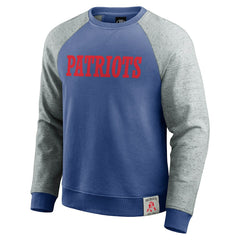New England Patriots Darius Rucker Collection Throwback Color Block Raglan Pullover Sweatshirt Royal/Heather Gray - Fanatics