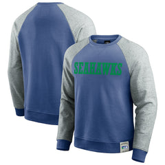 Seattle Seahawks Darius Rucker Collection Throwback Color Block Raglan Pullover Sweatshirt Royal/Heather Gray - Fanatics