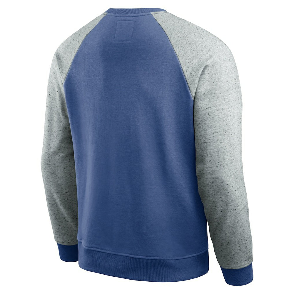 Seattle Seahawks Darius Rucker Collection Throwback Color Block Raglan Pullover Sweatshirt Royal/Heather Gray - Fanatics