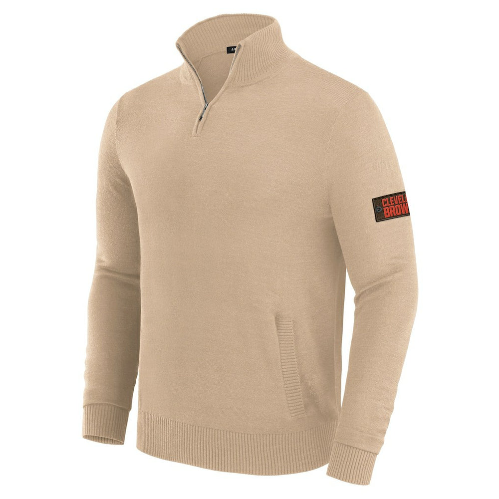 Cleveland Browns J. Palmer Franchise Quarter-Zip Sweater Tan - NFL
