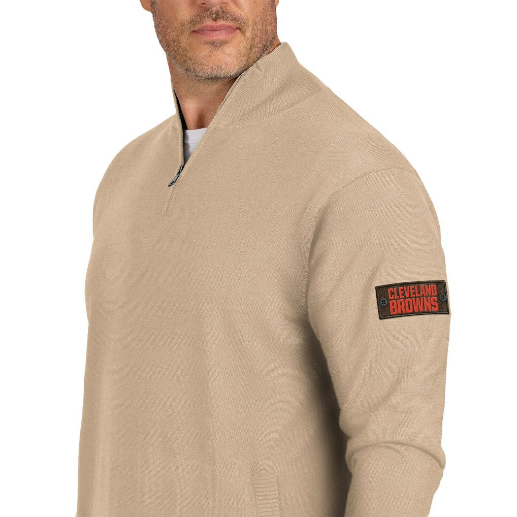 Cleveland Browns J. Palmer Franchise Quarter-Zip Sweater Tan - NFL