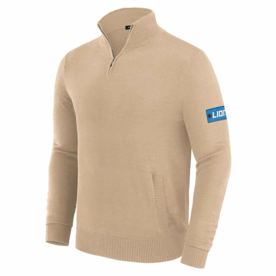 Detroit Lions J. Palmer Franchise Quarter-Zip Sweater Tan - NFL