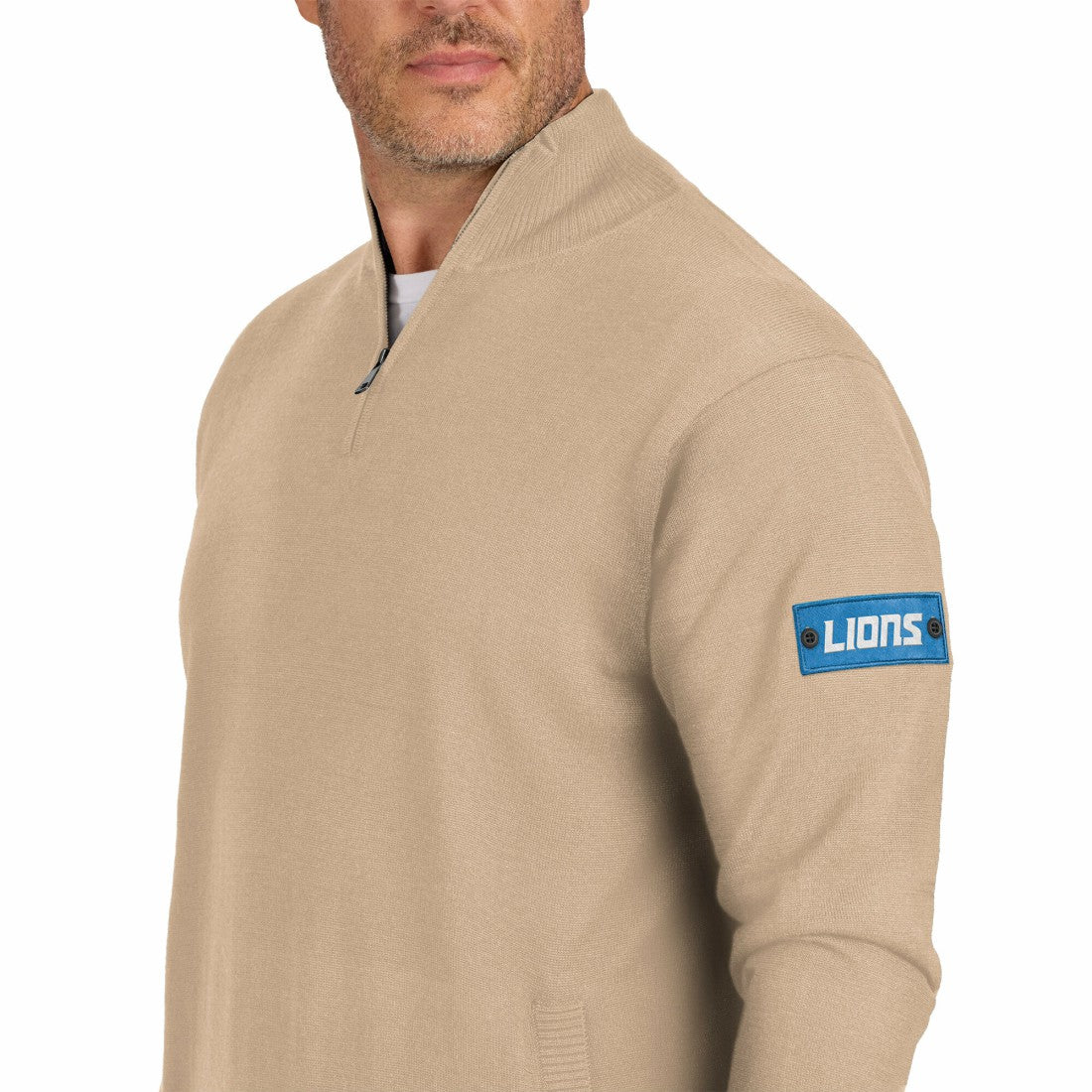 Detroit Lions J. Palmer Franchise Quarter-Zip Sweater Tan - NFL