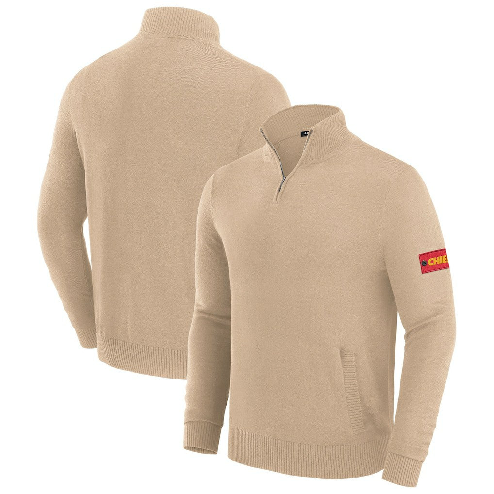 Kansas City Chiefs J. Palmer Franchise Quarter-Zip Sweater Tan - NFL