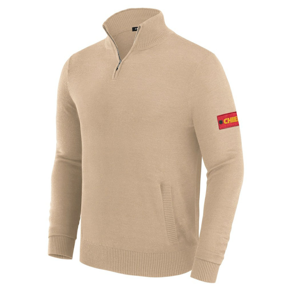 Kansas City Chiefs J. Palmer Franchise Quarter-Zip Sweater Tan - NFL