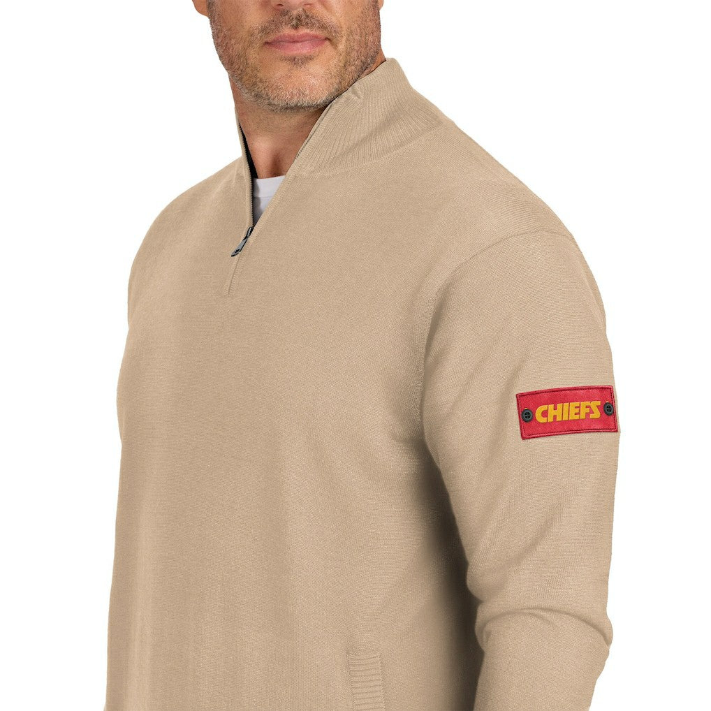 Kansas City Chiefs J. Palmer Franchise Quarter-Zip Sweater Tan - NFL