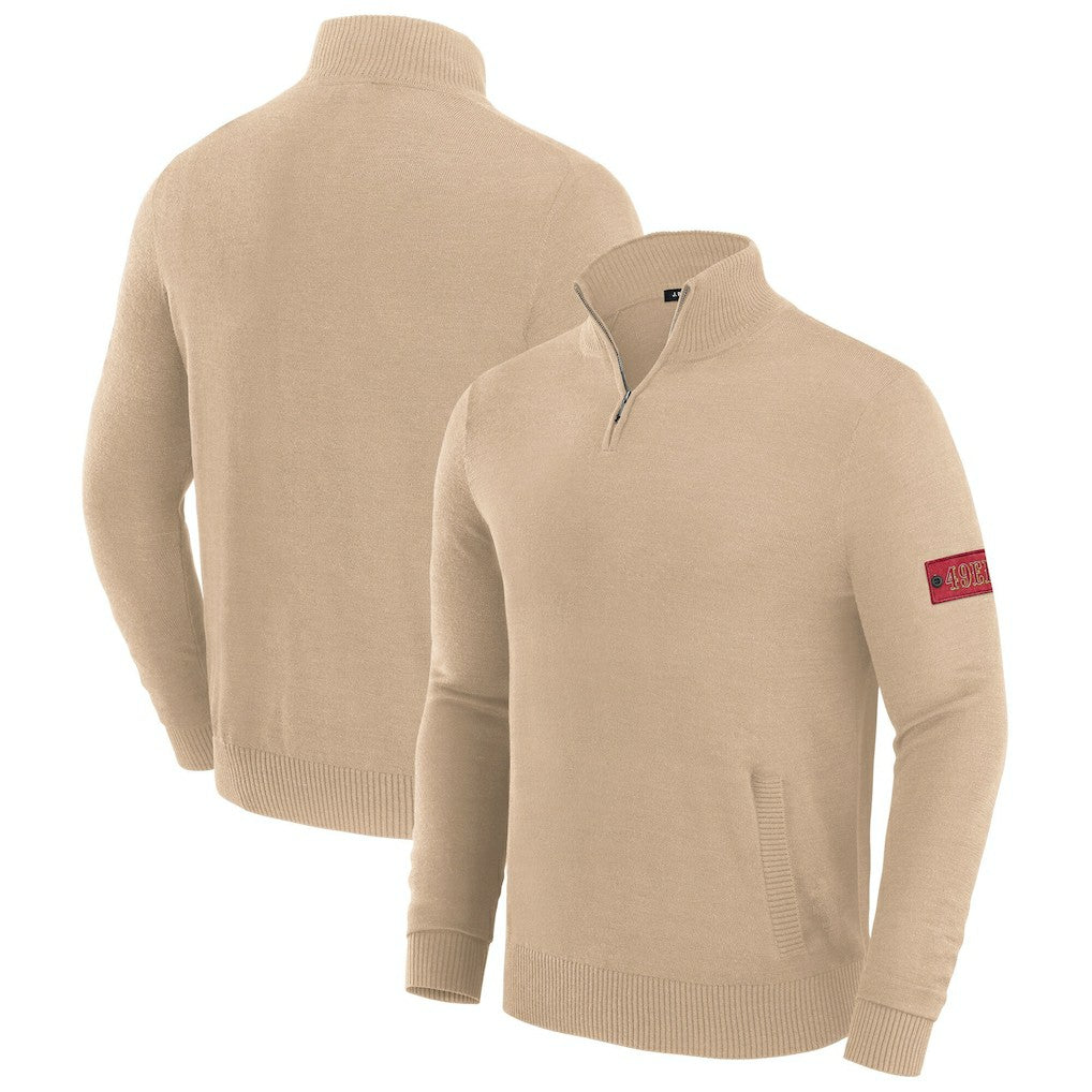 San Francisco 49ers J. Palmer Franchise Quarter-Zip Sweater Tan - NFL