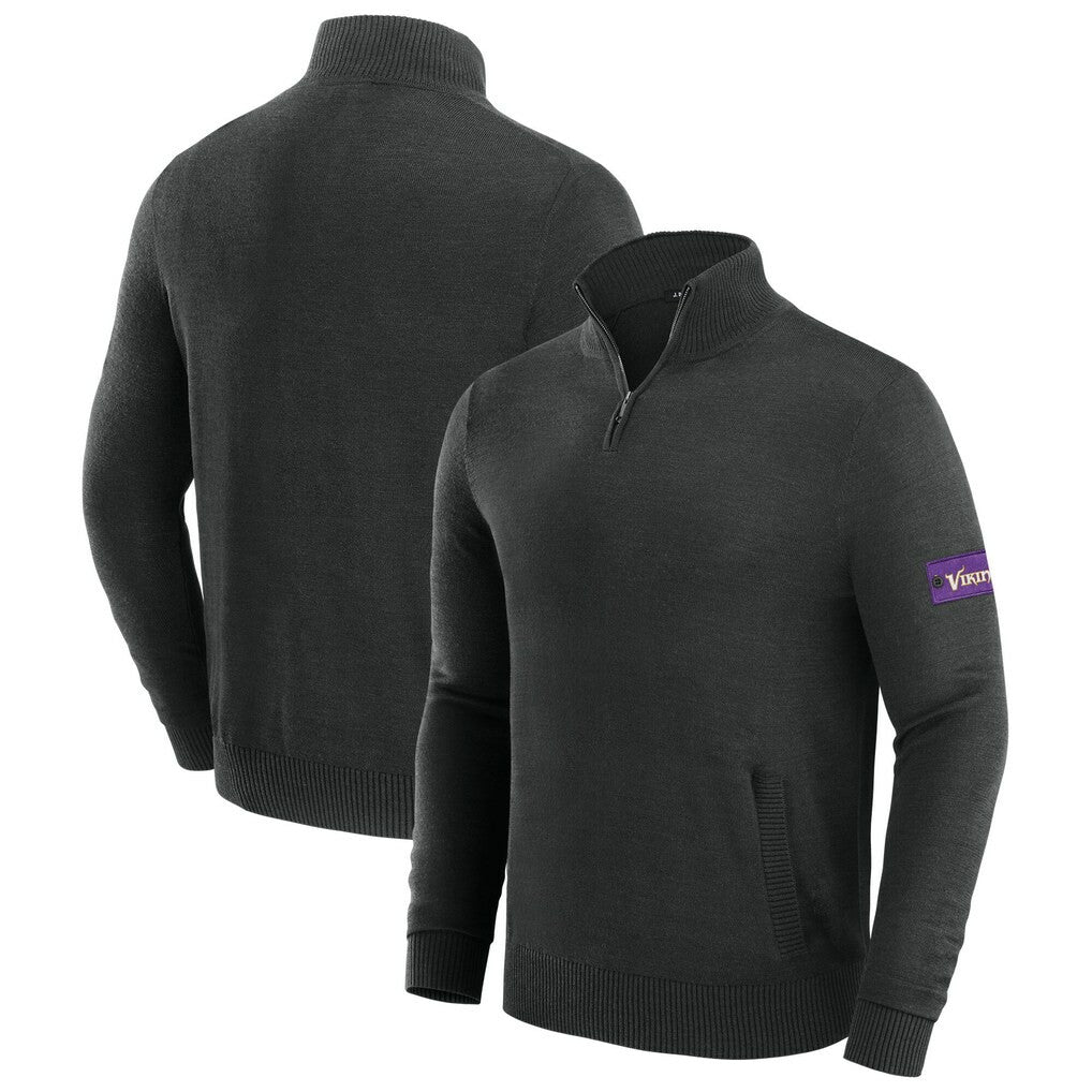 Minnesota Vikings J. Palmer Franchise Quarter-Zip Sweater Black - NFL