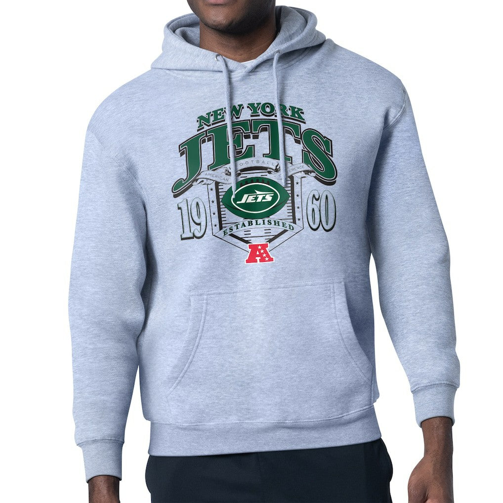 New York Jets Starter 80s Retro Pullover Hoodie Heather Gray - NFL