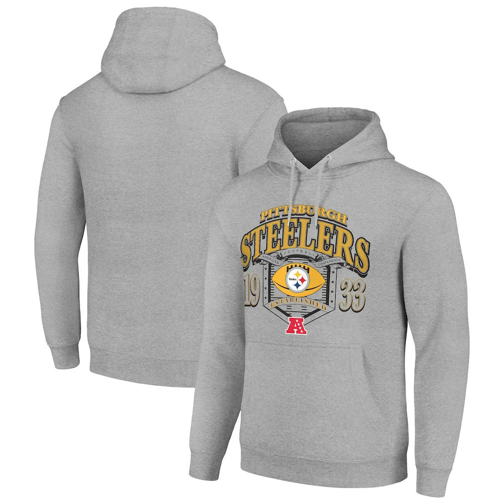 Pittsburgh Steelers Starter 80s Retro Pullover Hoodie Heather Gray - NFL