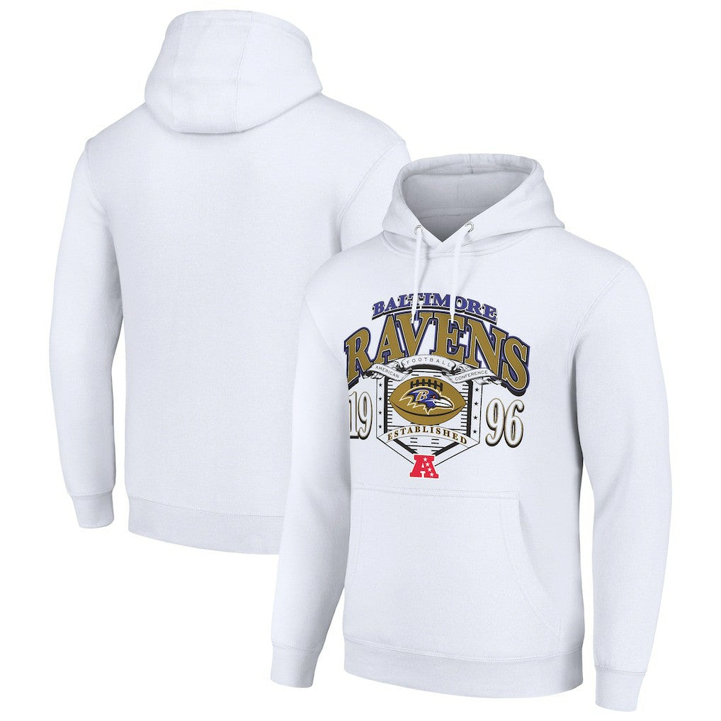 Baltimore Ravens Starter 80s Retro Pullover Hoodie White - NFL