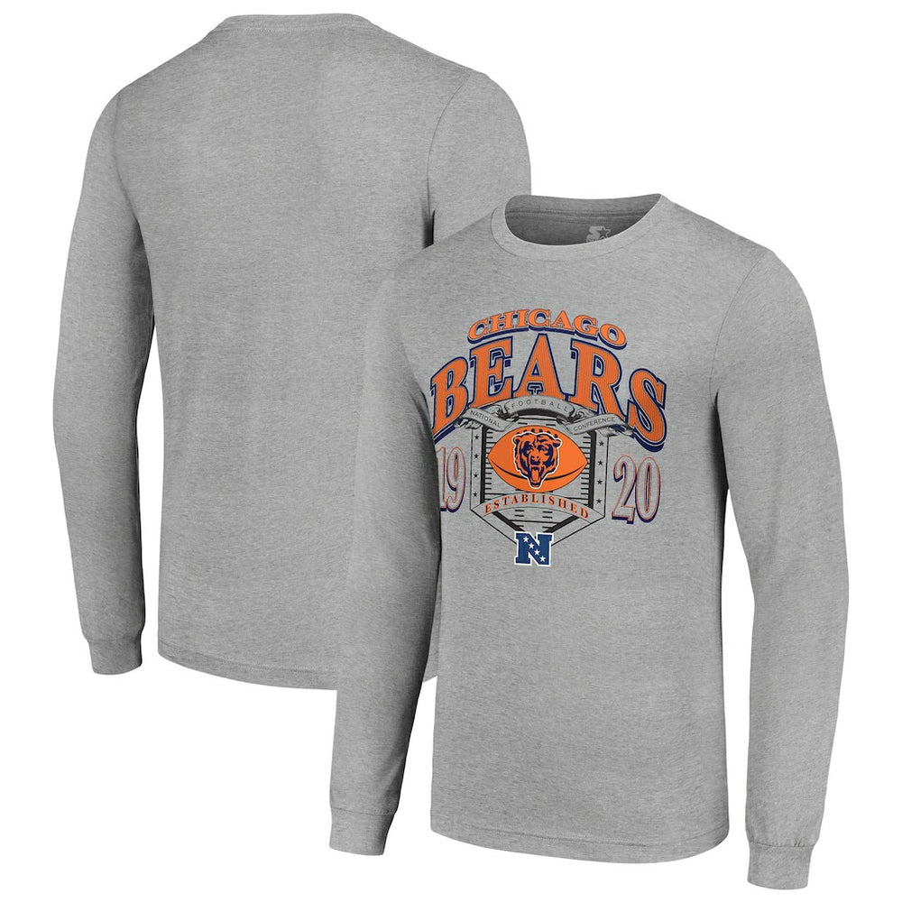 Chicago Bears Starter Retro Long Sleeve Graphic T-Shirt Heather Gray - NFL