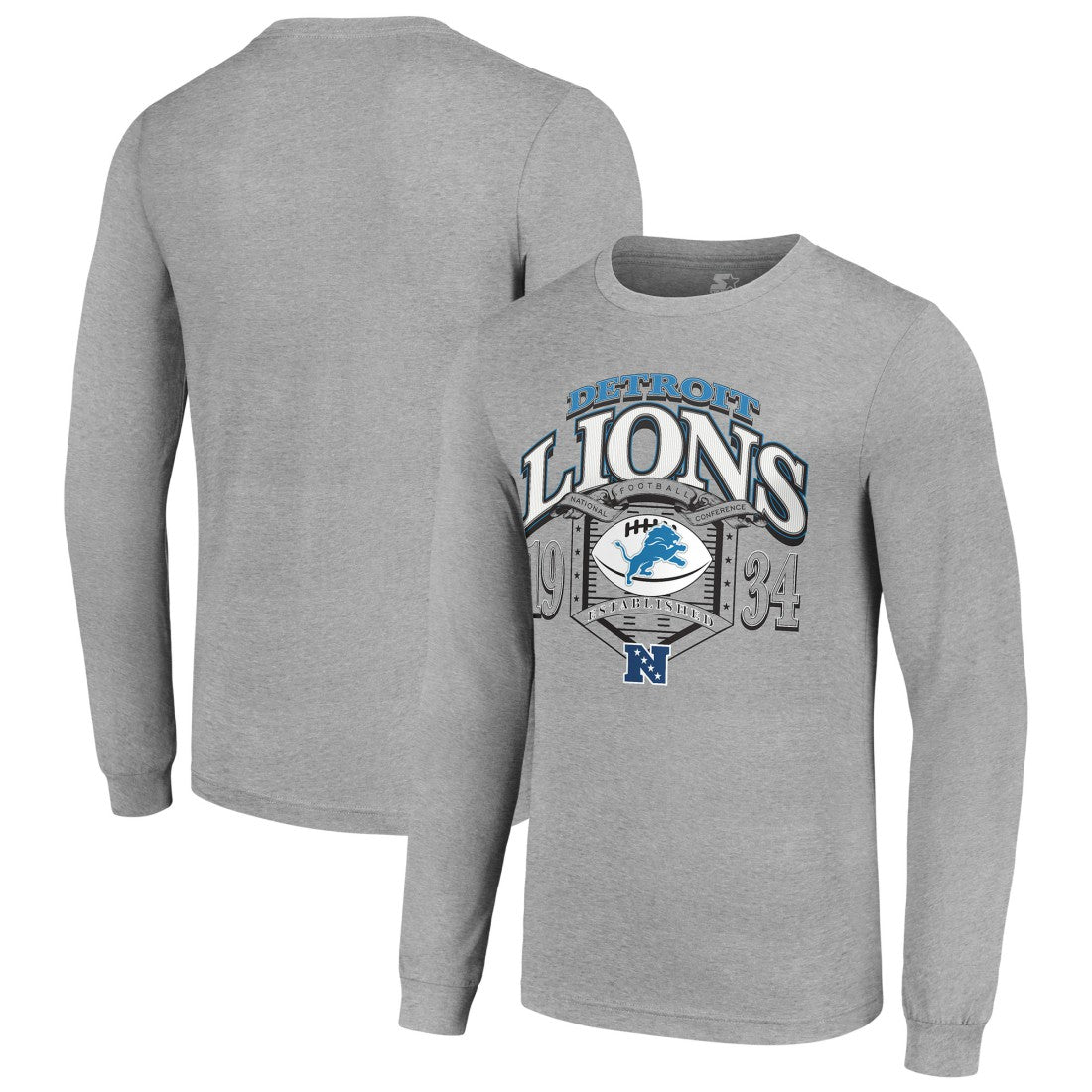 Detroit Lions Starter Retro Long Sleeve Graphic T-Shirt Heather Gray - NFL