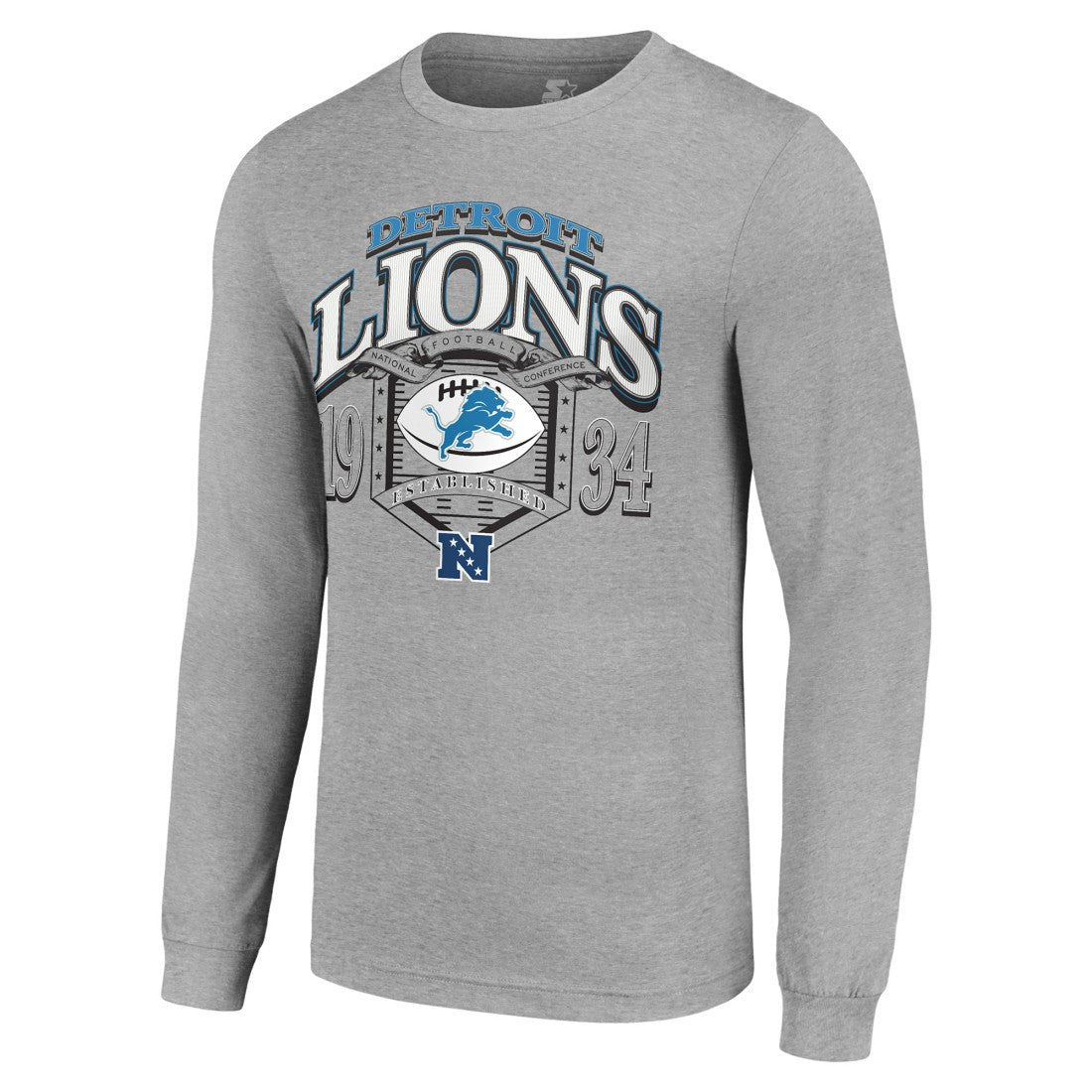 Detroit Lions Starter Retro Long Sleeve Graphic T-Shirt Heather Gray - NFL