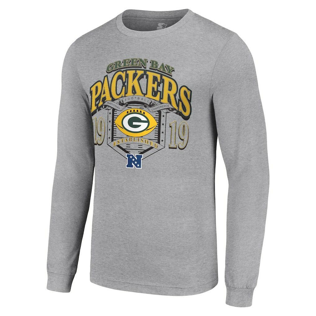 Green Bay Packers Starter Retro Long Sleeve Graphic T-Shirt Heather Gray - NFL
