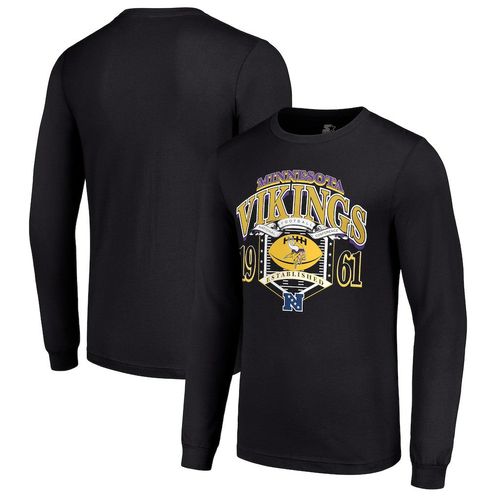 Minnesota Vikings Starter Retro Long Sleeve Graphic T-Shirt Black - NFL
