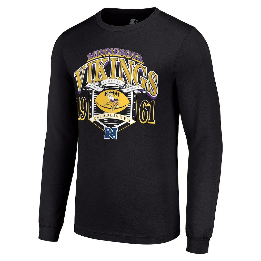 Minnesota Vikings Starter Retro Long Sleeve Graphic T-Shirt Black - NFL