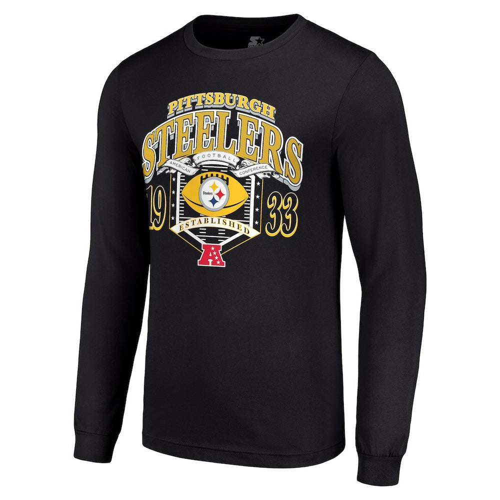 Pittsburgh Steelers Starter Retro Long Sleeve Graphic T-Shirt Black - NFL
