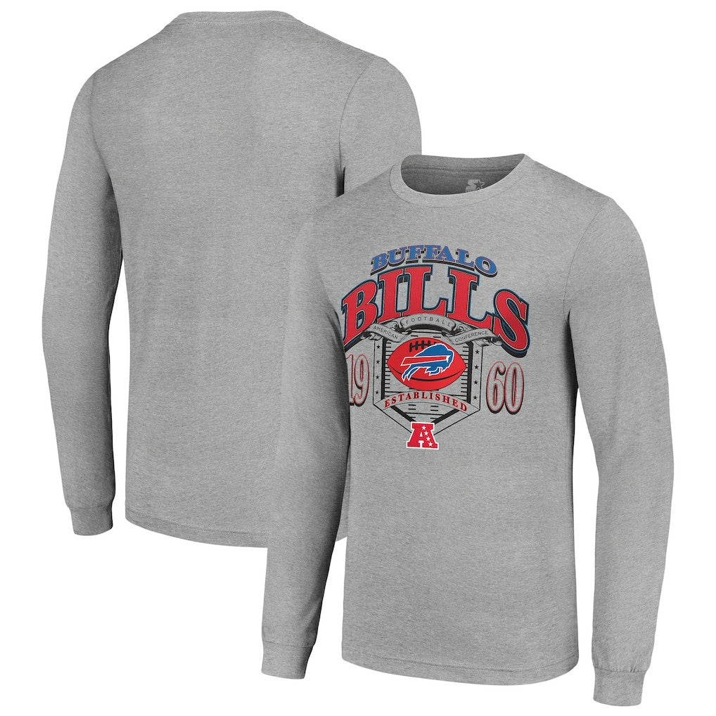 Buffalo Bills Starter Retro Long Sleeve Graphic T-Shirt Heather Gray - NFL