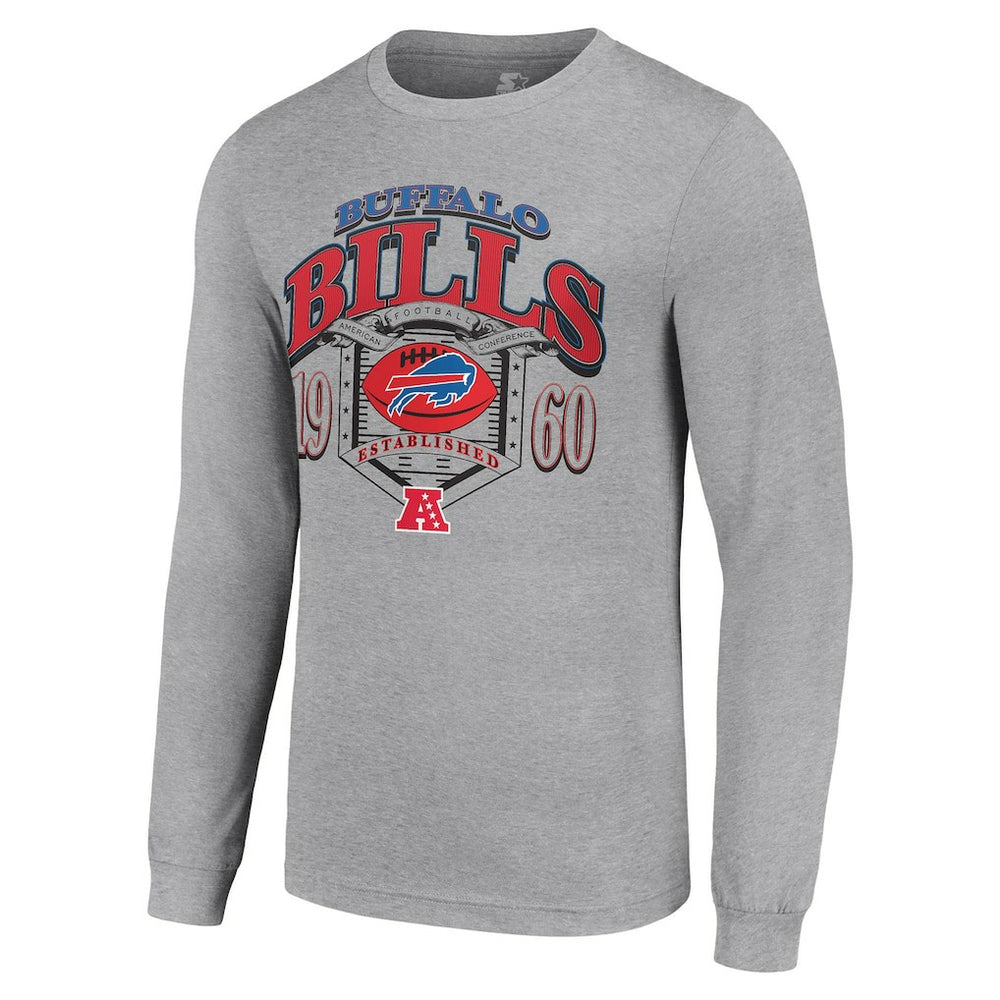 Buffalo Bills Starter Retro Long Sleeve Graphic T-Shirt Heather Gray - NFL