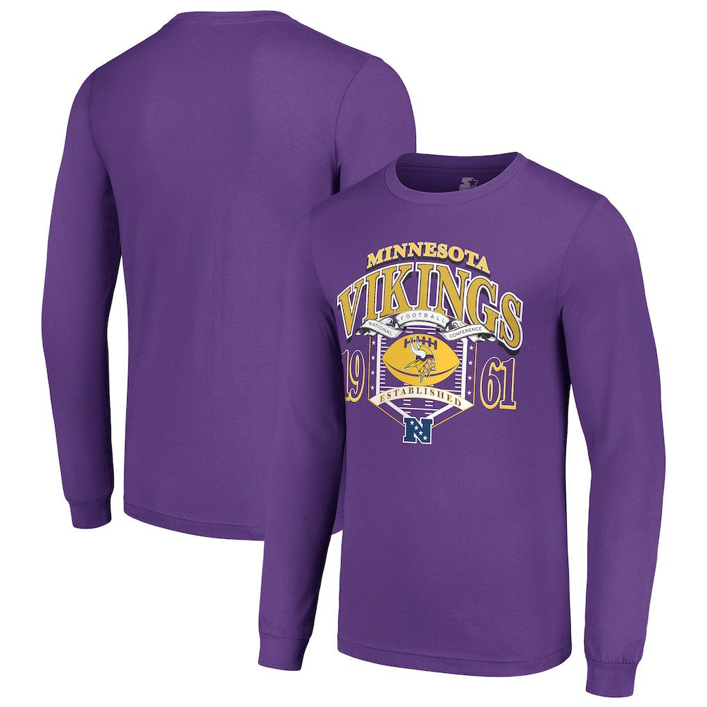 Minnesota Vikings Starter Retro Long Sleeve Graphic T-Shirt Purple - NFL