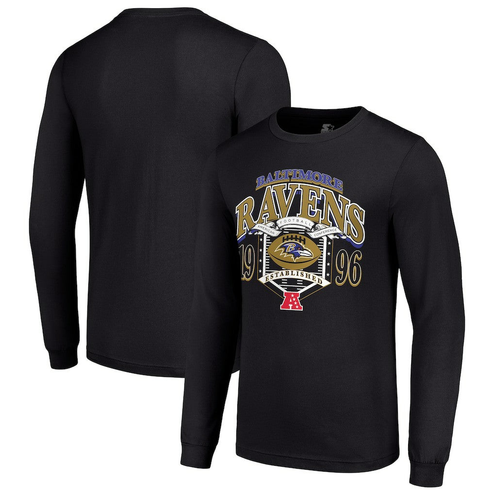 Baltimore Ravens Starter Retro Long Sleeve Graphic T-Shirt Black - NFL