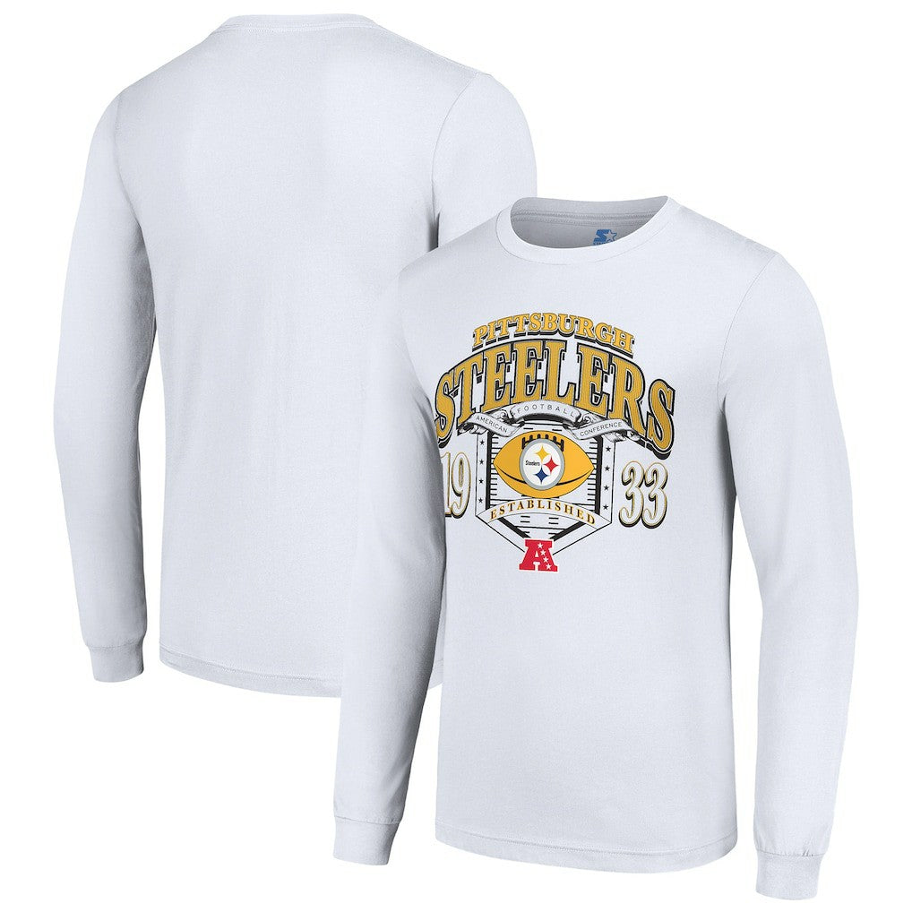 Pittsburgh Steelers Starter Retro Long Sleeve Graphic T-Shirt White - NFL