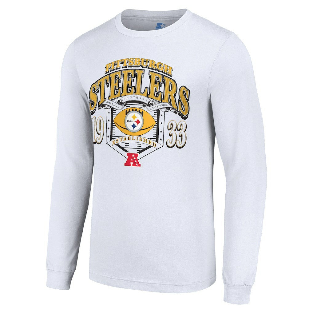 Pittsburgh Steelers Starter Retro Long Sleeve Graphic T-Shirt White - NFL