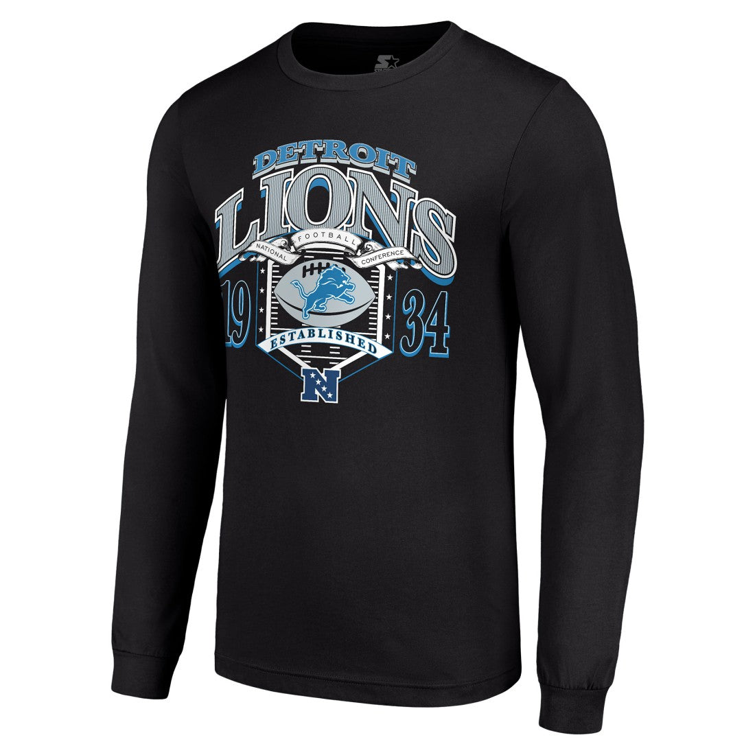 Detroit Lions Starter Retro Long Sleeve Graphic T-Shirt Black - NFL