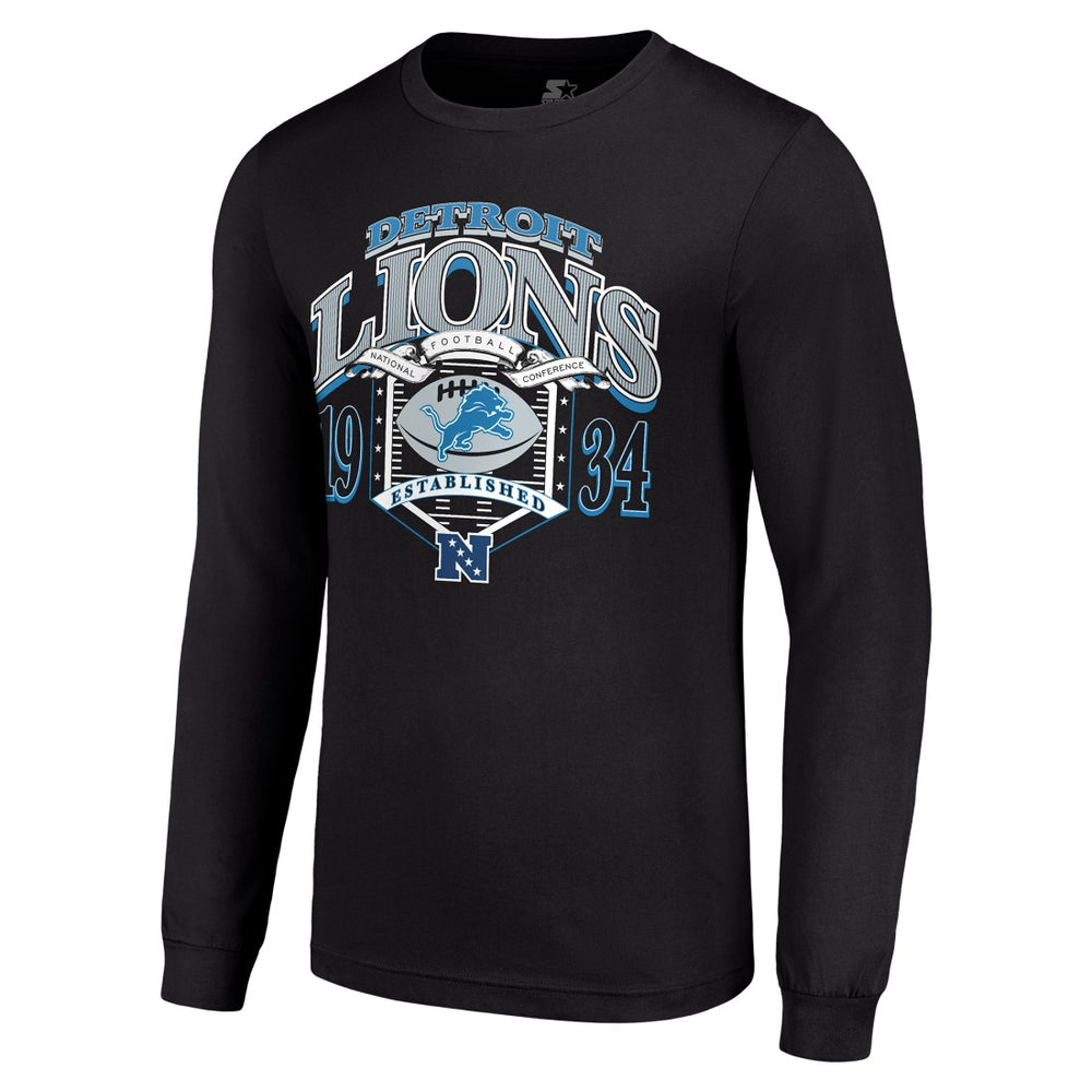 Detroit Lions Starter Retro Long Sleeve Graphic T-Shirt Black - NFL