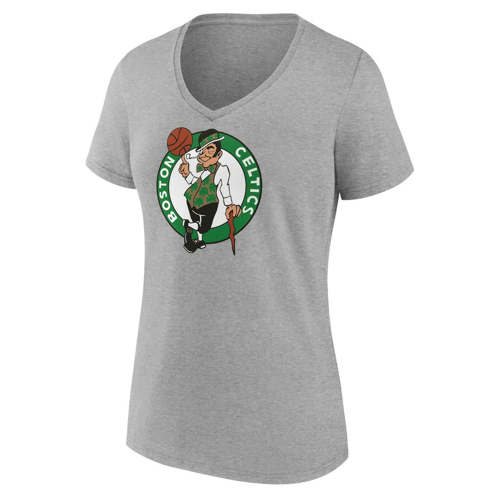 NBA - Boston Celtics Women's Primary Logo V-Neck T-Shirt - Gray