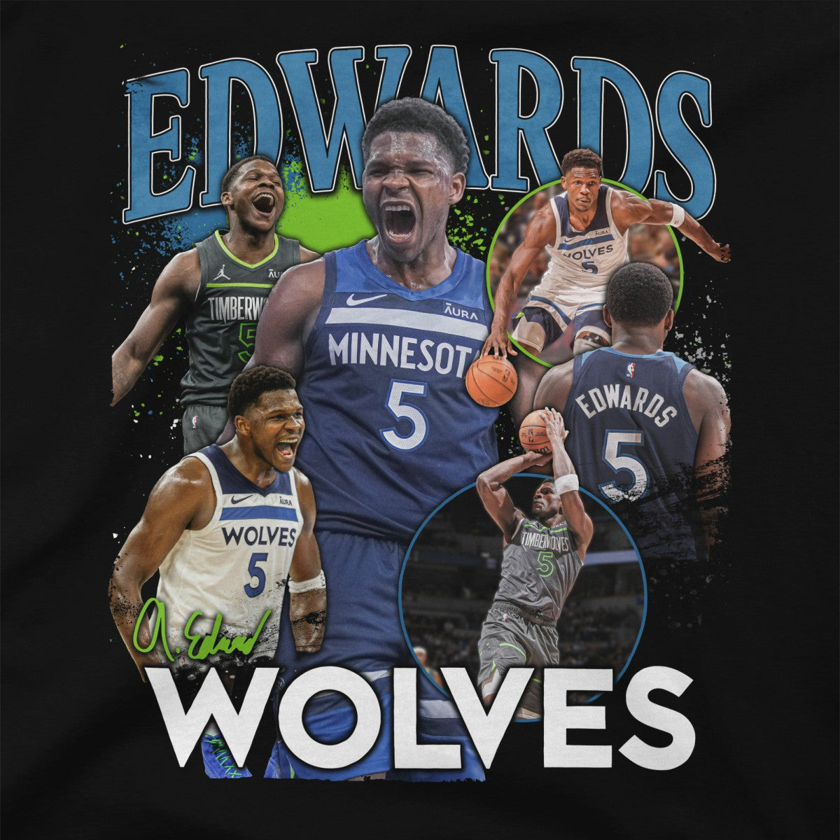 NBA - Anthony Edwards Minnesota Timberwolves Stadium Essentials Unisex Player Crossroads T-Shirt - Black