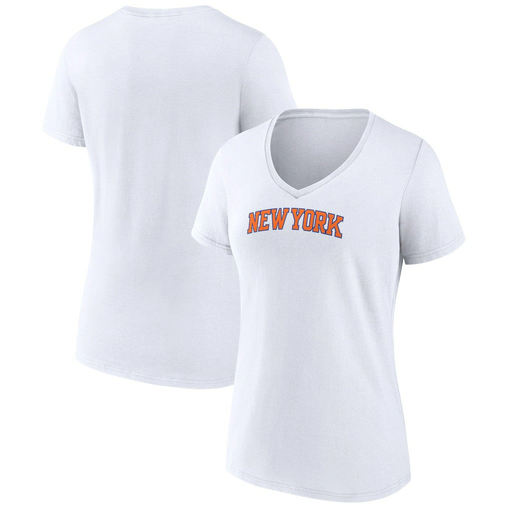 NBA - New York Knicks Women's Wordmark Home V-Neck T-Shirt - White