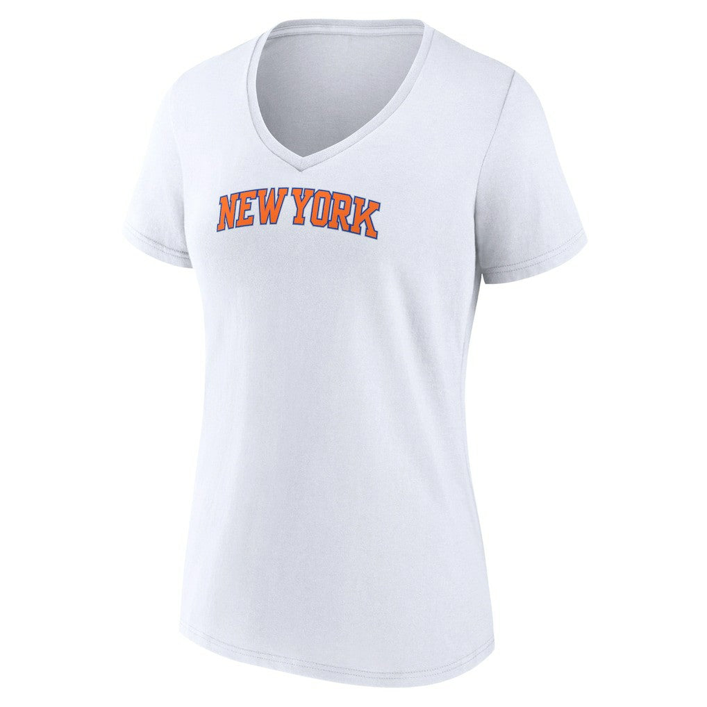 NBA - New York Knicks Women's Wordmark Home V-Neck T-Shirt - White