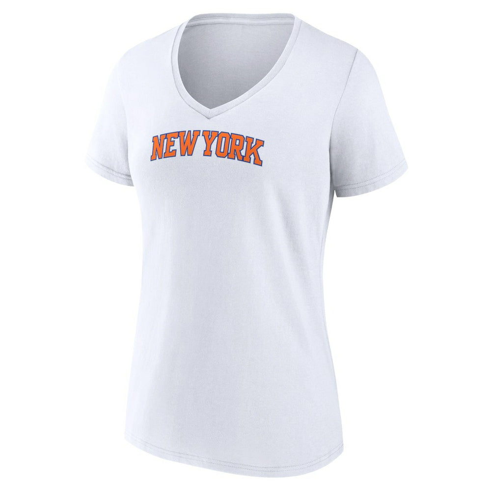 NBA - New York Knicks Women's Wordmark Home V-Neck T-Shirt - White