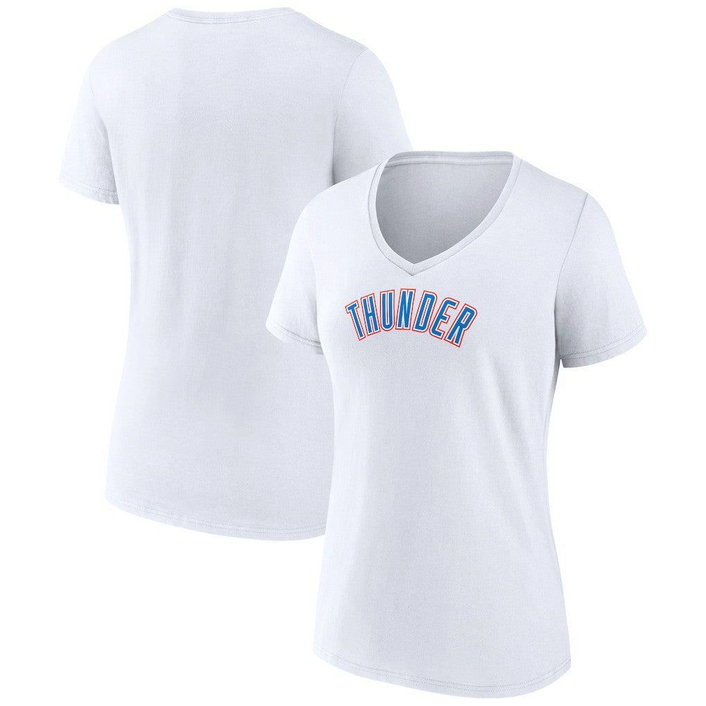NBA - Oklahoma City Thunder Women's Wordmark Home V-Neck T-Shirt - White