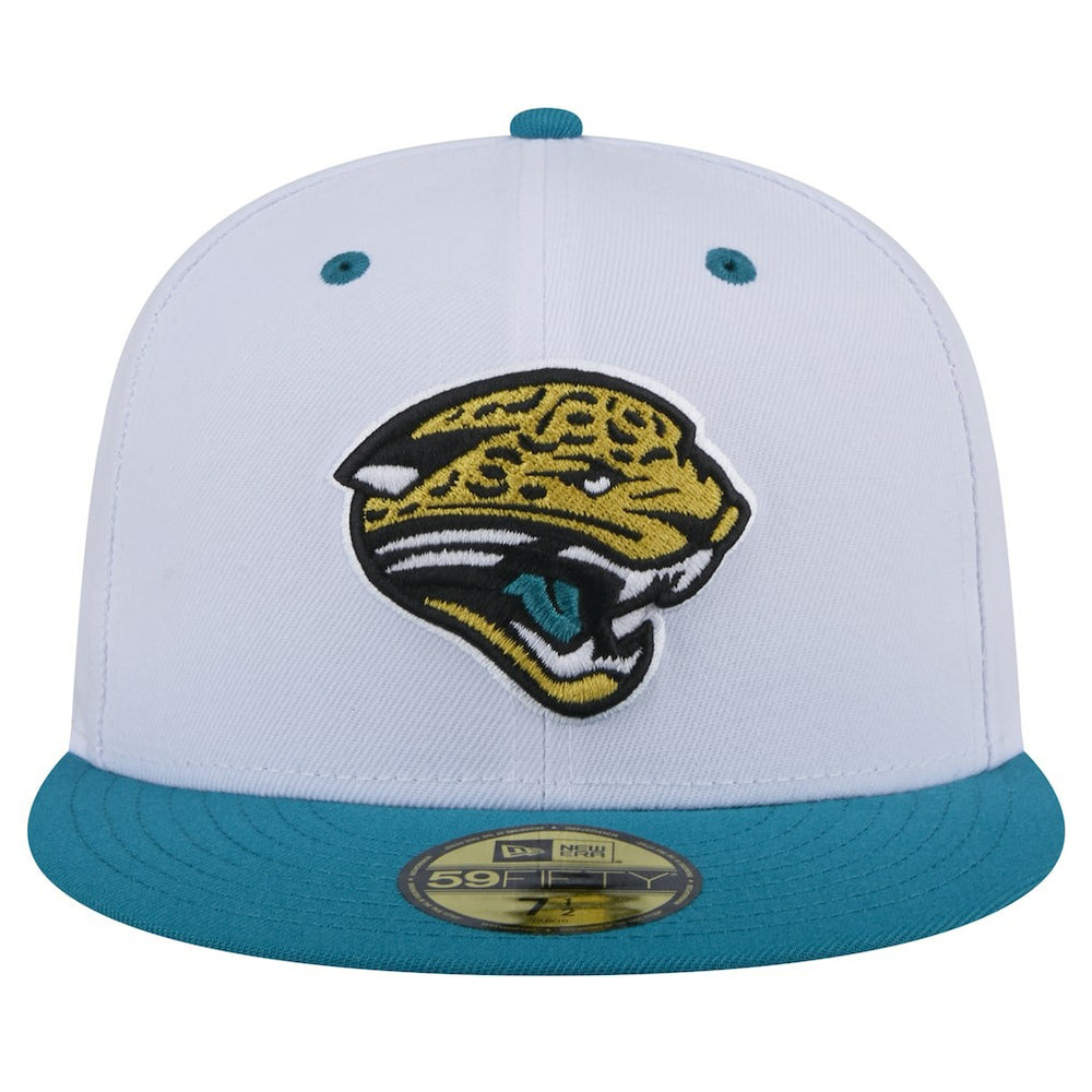 Jacksonville Jaguars New Era Throwback Logo Flipside Two-Tone 59FIFTY Fitted Hat White/Teal - NFL