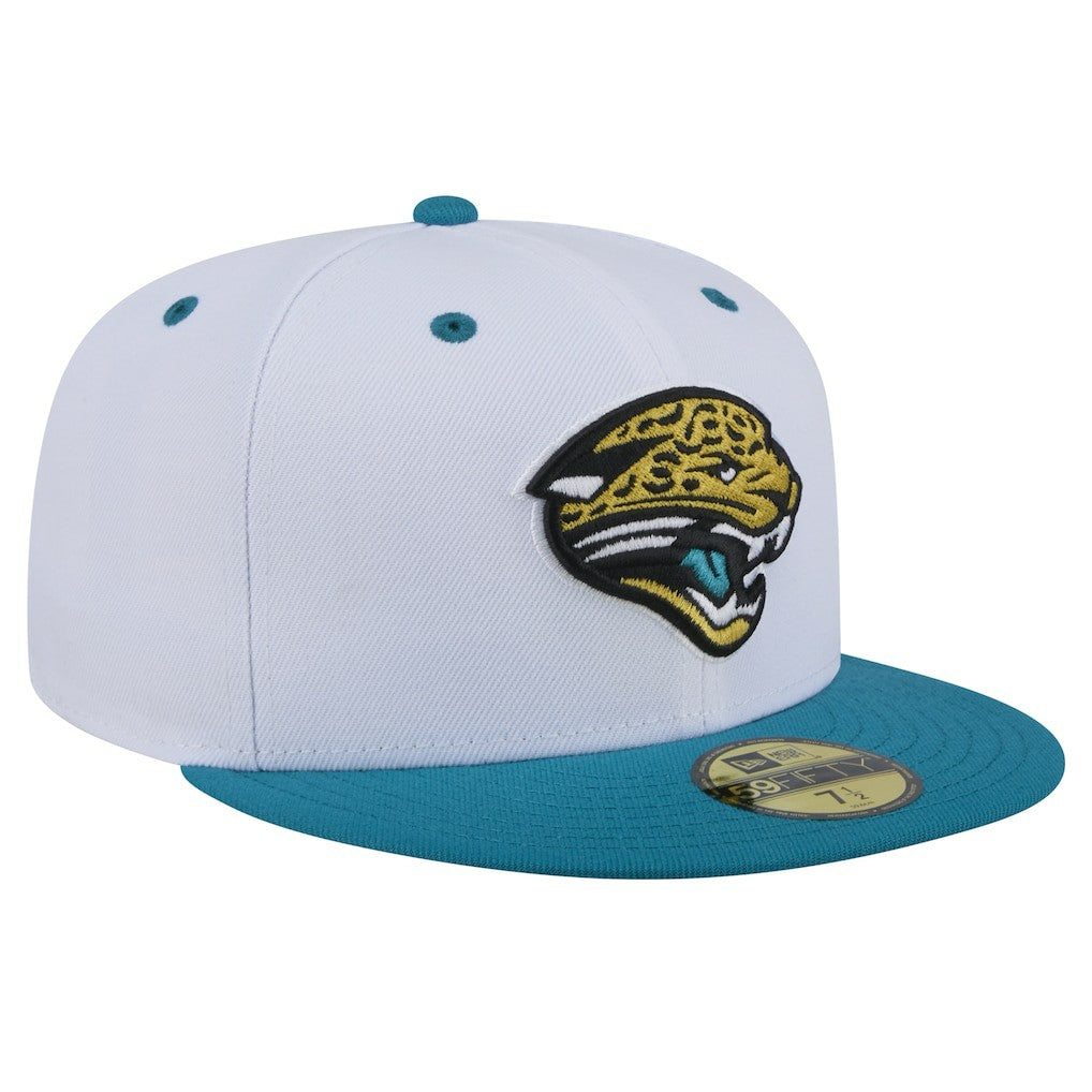 Jacksonville Jaguars New Era Throwback Logo Flipside Two-Tone 59FIFTY Fitted Hat White/Teal - NFL