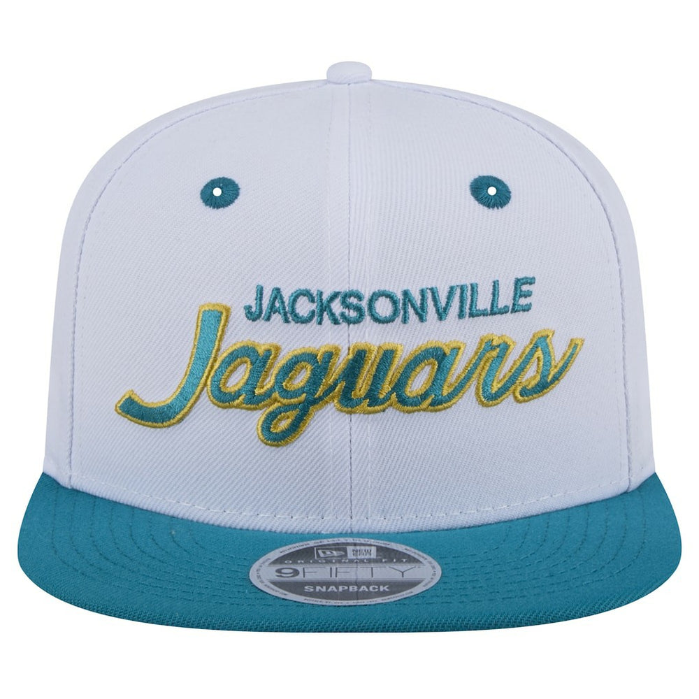Jacksonville Jaguars New Era Throwback Sparky Original Fit 9FIFTY Snapback Hat White/Teal - NFL