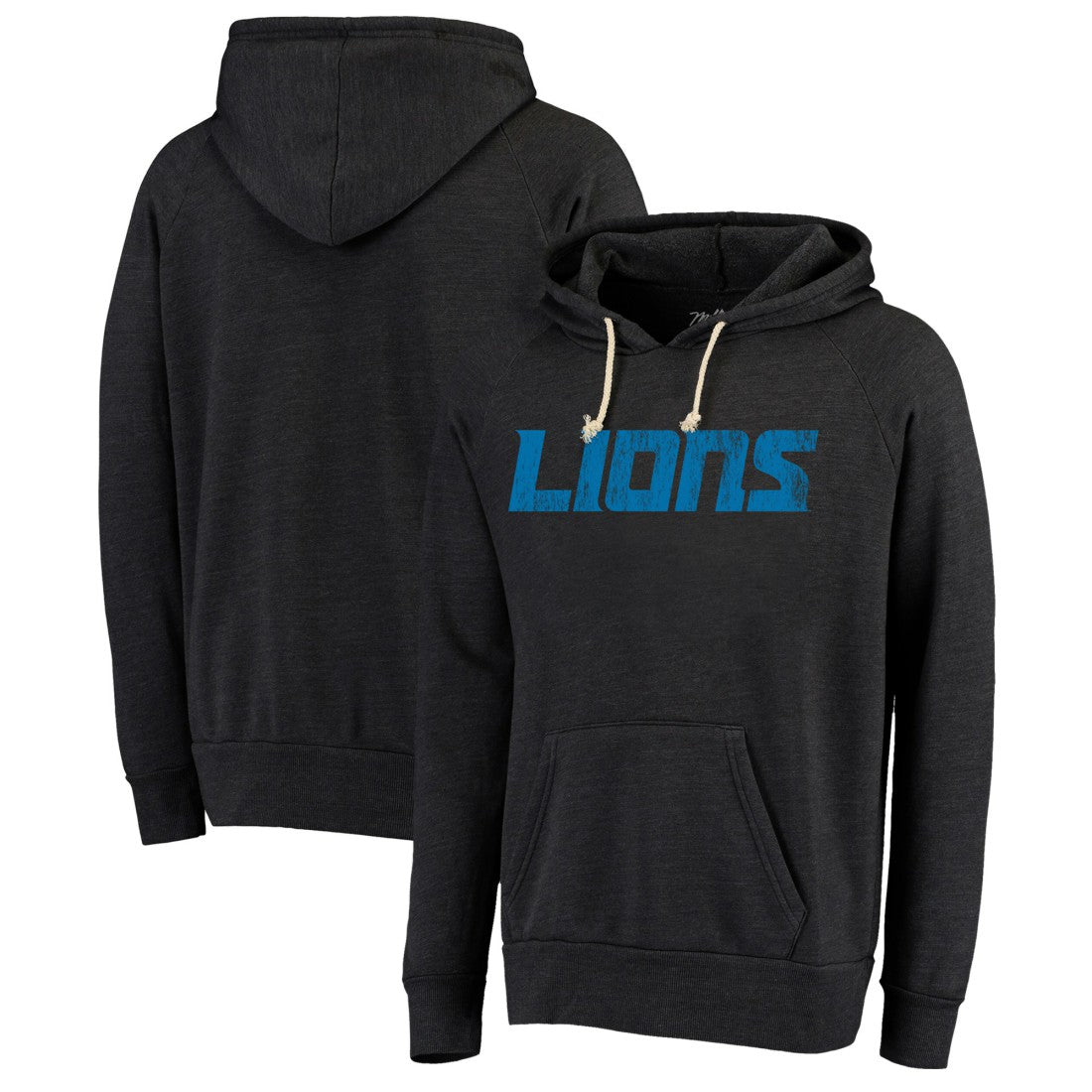 Detroit Lions Majestic Threads Raglan Tri-Blend Pullover Hoodie Black - NFL