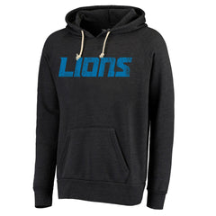 Detroit Lions Majestic Threads Raglan Tri-Blend Pullover Hoodie Black - NFL