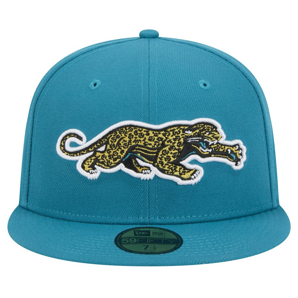Jacksonville Jaguars New Era Throwback Crawl Omaha 59FIFTY Fitted Hat Teal - NFL